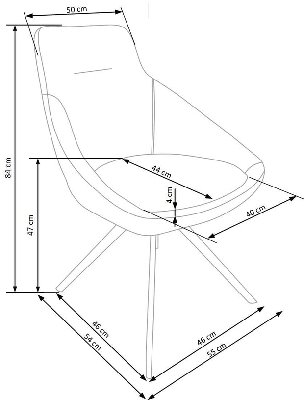 Scaun tapitat cu stofa si picioare metalice, Kai-431 Gri deschis / Negru, l55xA54xH84 cm (11)