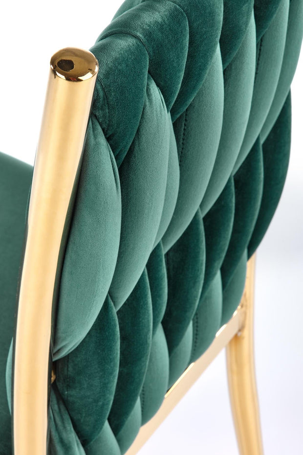 Scaun tapitat cu stofa si picioare metalice Kai-436 Velvet Verde Inchis / Auriu, l48xA55xH94 cm (9)