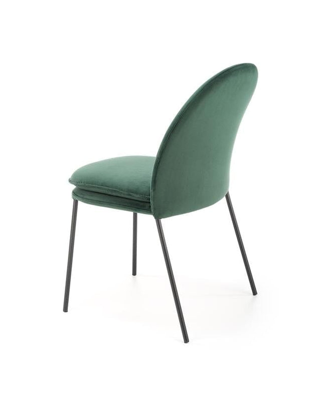 Scaun tapitat cu stofa si picioare metalice, Kai-443 Velvet Verde Inchis / Negru, l50xA58xH84 cm (2)