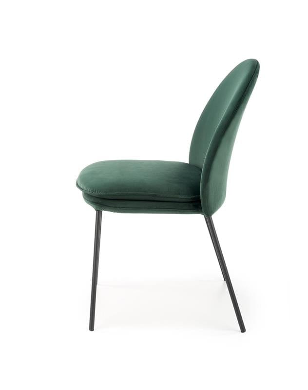 Scaun tapitat cu stofa si picioare metalice, Kai-443 Velvet Verde Inchis / Negru, l50xA58xH84 cm (3)