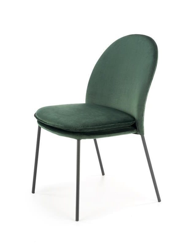 Scaun tapitat cu stofa si picioare metalice, Kai-443 Velvet Verde Inchis / Negru, l50xA58xH84 cm (4)