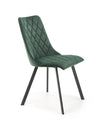 Scaun tapitat cu stofa si picioare metalice, Kai-450 Velvet Verde Inchis / Negru, l44xA58xH85 cm