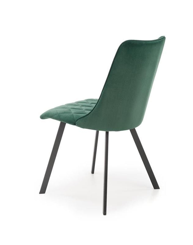 Scaun tapitat cu stofa si picioare metalice, Kai-450 Velvet Verde Inchis / Negru, l44xA58xH85 cm (5)