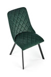 Scaun tapitat cu stofa si picioare metalice, Kai-450 Velvet Verde Inchis / Negru, l44xA58xH85 cm (6)