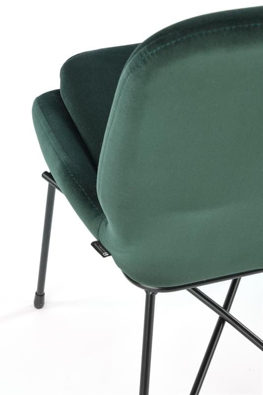 Scaun tapitat cu stofa si picioare metalice, Kai-454 Velvet Verde inchis / Negru, l46xA55xH83 cm (8)