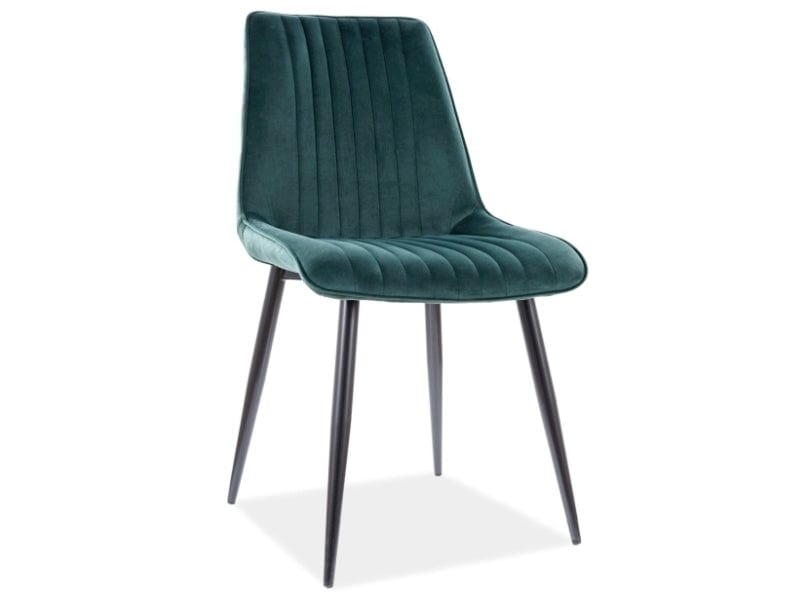 Scaun tapitat cu stofa si picioare metalice, Kimberly Velvet Verde Inchis / Negru, l47xA60xH88 cm