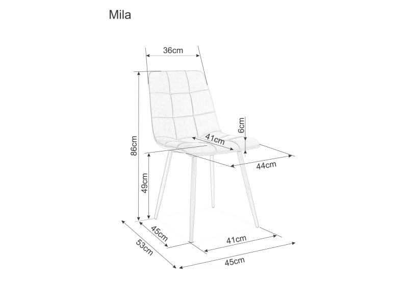 Scaun tapitat cu stofa si picioare metalice, Miley Gri / Negru, l45xA53xH86 cm (3)