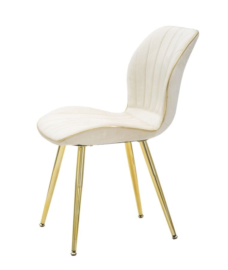 Set 2 scaune tapitate cu stofa si picioare metalice, Paris Space Velvet Crem / Auriu, l58xA46xH77 cm (5)