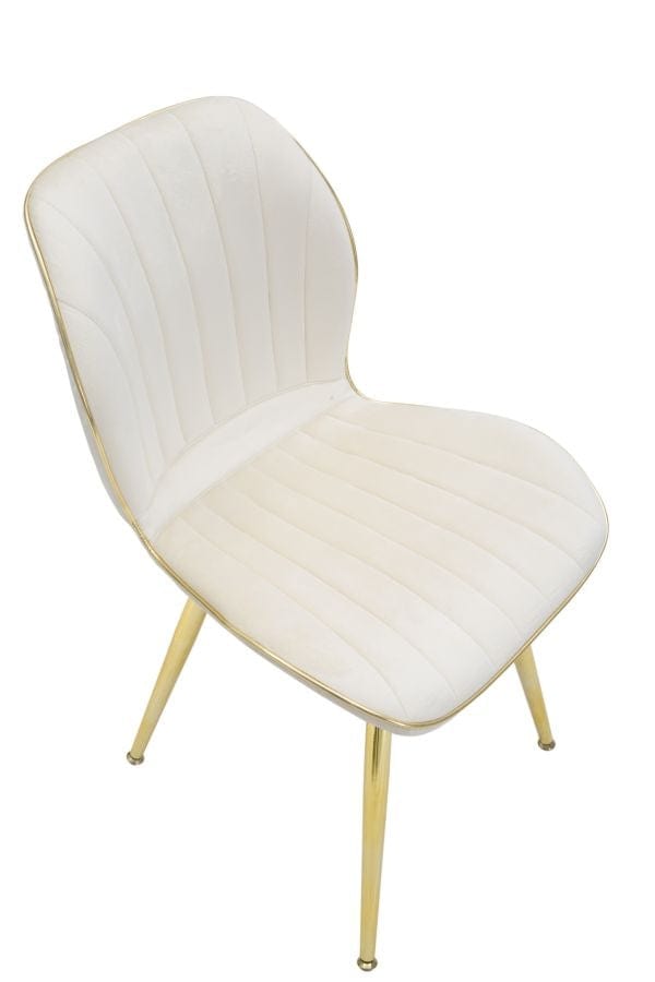 Set 2 scaune tapitate cu stofa si picioare metalice, Paris Space Velvet Crem / Auriu, l58xA46xH77 cm (6)