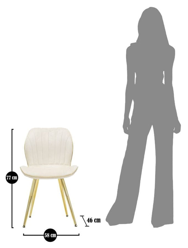 Set 2 scaune tapitate cu stofa si picioare metalice, Paris Space Velvet Crem / Auriu, l58xA46xH77 cm (9)