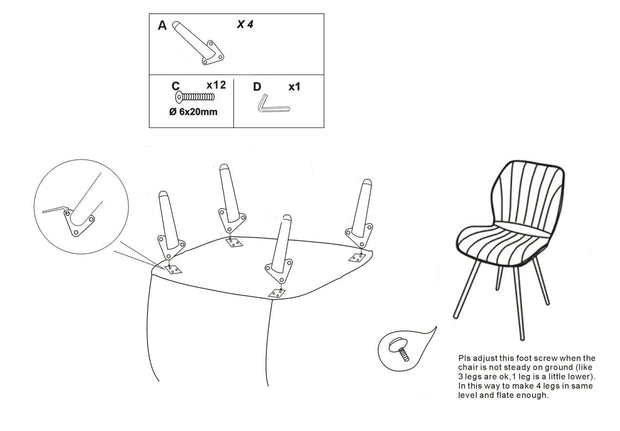 Set 2 scaune tapitate cu stofa si picioare metalice, Paris Space Velvet Crem / Auriu, l58xA46xH77 cm (10)
