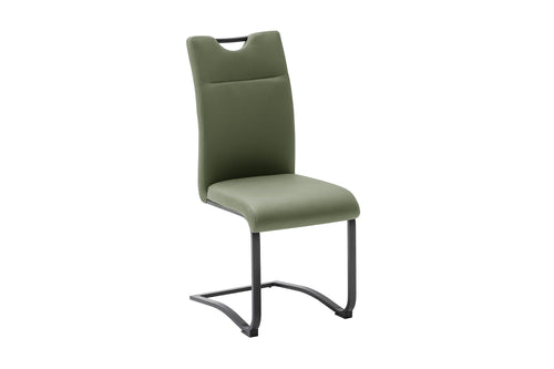 Set 2 scaune tapitate cu stofa si picioare metalice, Zapara Verde Olive / Negru, l45xA60xH102 cm (1)