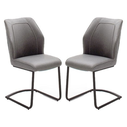 Set 2 scaune tapitate cu stofa si piele ecologica, cu picioare metalice Aberdeen Gri / Negru, l50xA62xH92 cm