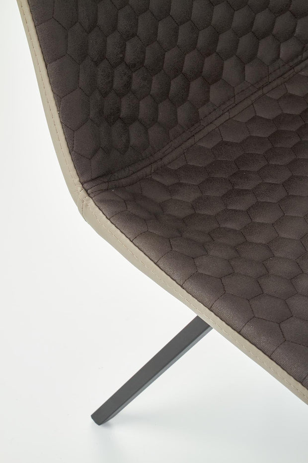 Scaun tapitat cu stofa si piele ecologica, cu picioare metalice Kai-394 Maro / Bej / Negru, l47xA60xH84 cm (8)