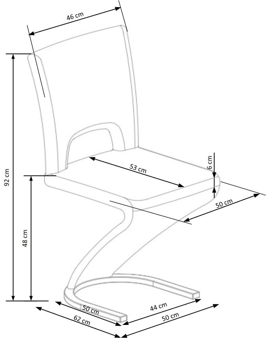 Scaun tapitat cu stofa si piele ecologica, cu picioare metalice, Kai-441 Gri / Negru, l50xA62xH92 cm (11)