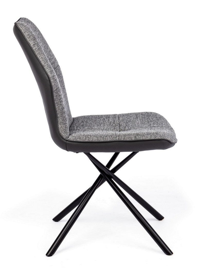 Set 2 scaune tapitate cu stofa si piele ecologica, cu picioare metalice Kepler Gri / Negru, l66xA50xH94 cm (8)