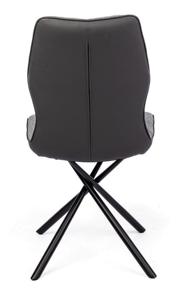 Set 2 scaune tapitate cu stofa si piele ecologica, cu picioare metalice Kepler Gri / Negru, l66xA50xH94 cm (10)