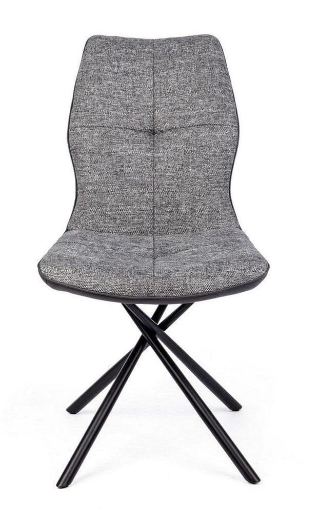Set 2 scaune tapitate cu stofa si piele ecologica, cu picioare metalice Kepler Gri / Negru, l66xA50xH94 cm (9)