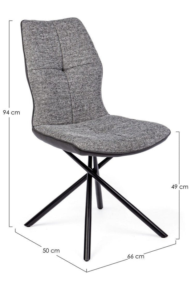 Set 2 scaune tapitate cu stofa si piele ecologica, cu picioare metalice Kepler Gri / Negru, l66xA50xH94 cm (13)