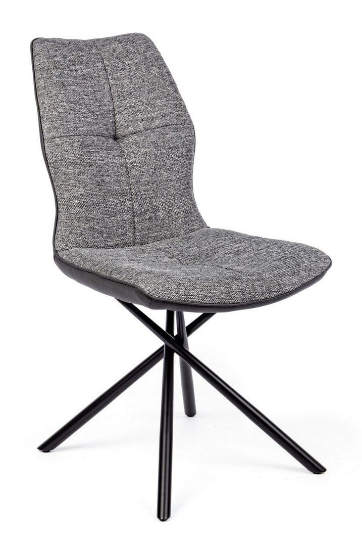 Set 2 scaune tapitate cu stofa si piele ecologica, cu picioare metalice Kepler Gri / Negru, l66xA50xH94 cm (7)