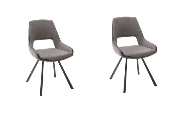 Set 2 scaune rotative tapitate cu stofa si picioare metalice, Bayoe Cappuccino / Negru, l54xA60xH90 cm