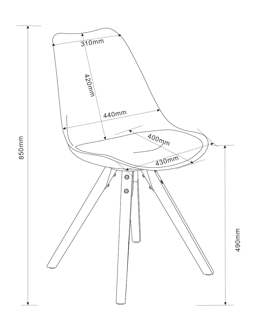Set 2 scaune tapitate cu stofa si picioare din lemn Dima Gri Inchis / Stejar, l48,5xA55xH85 cm (4)