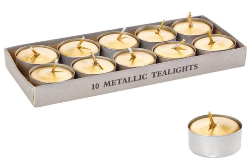 Bizzotto Set 10 lumanari tip pastila Tealight Lux Auriu, Ø3,7xH1,5 cm