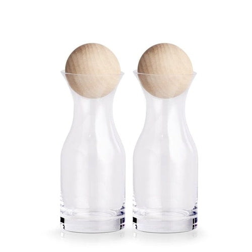 Set 2 carafe din sticla cu capac din lemn, Glass 250 ml, Ø6,5xH18,5 cm