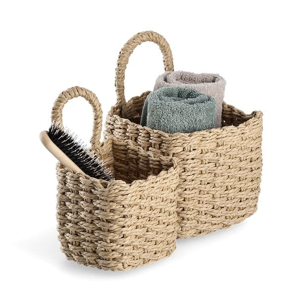 Set 2 cosuri pentru depozitare si organizare, din hartie, Mesh 1H Natural, L15xl15xH15 / L12xl12xH13 cm (1)