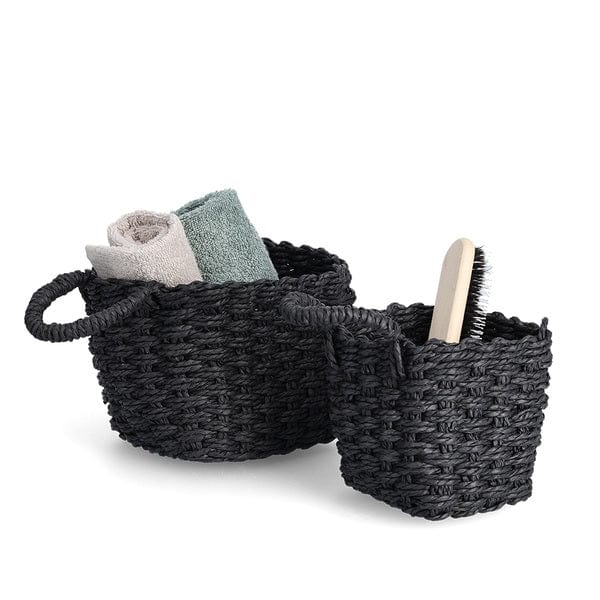 Set 2 cosuri pentru depozitare si organizare, din hartie, Mesh 1H Negru, L15xl15xH15 / L12xl12xH13 cm (1)