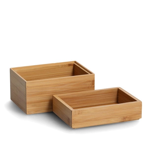 Set 2 cutii pentru depozitare, din bambus si MDF, Bamboo Large Natural, L17xl12xH8 / L17xl12xH4 cm