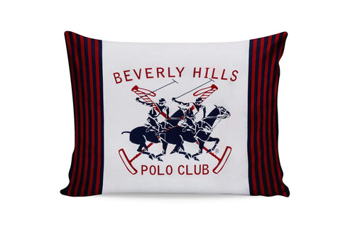 Set 2 fete perna din bumbac, Beverly Hills Polo Club BHPC 009 Alb / Rosu, 50 x 70 cm