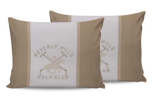 Set 2 fete perna din bumbac, Beverly Hills Polo Club BHPC 024 Crem / Alb, 50 x 70 cm