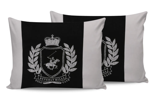 Set 2 fete perna din bumbac, Beverly Hills Polo Club BHPC 028 Negru / Alb, 50 x 70 cm