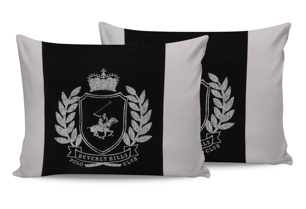 Set 2 fete perna din bumbac, Beverly Hills Polo Club BHPC 028 Negru / Alb, 50 x 70 cm