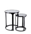 Set 2 mese de cafea din metal, Antique Round Negru, Ø40xH48 cm / Ø30xH40 cm