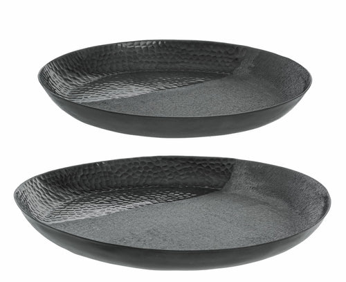 Set 2 platouri decorative din aluminiu, Hammel Round Grafit, Ø40xH4,5 / Ø35xH4 cm