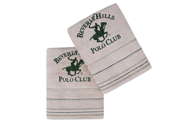 Asir Set 2 prosoape baie din bumbac, Beverly Hills Polo Club 204 Bej, 50 x 90 cm