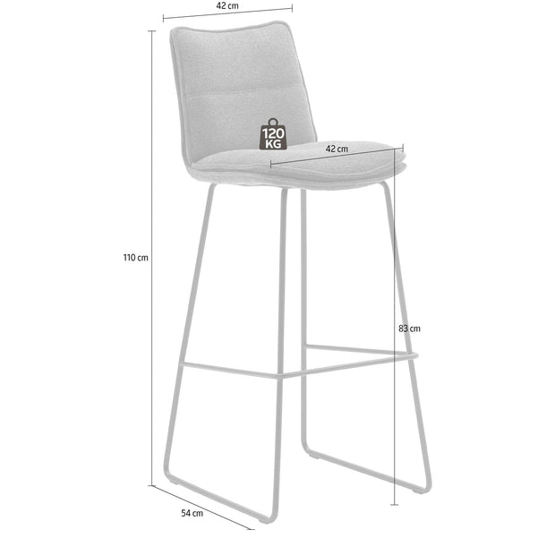 Set 2 scaune de bar rotative tapitate cu stofa si picioare metalice, Hampton Verde Olive / Negru, l45xA54xH110 cm (3)