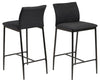 Set 2 scaune de bar tapitate cu stofa si picioare metalice Demina Small Gri inchis / Negru, l41,5xA48,5xH90,5 cm