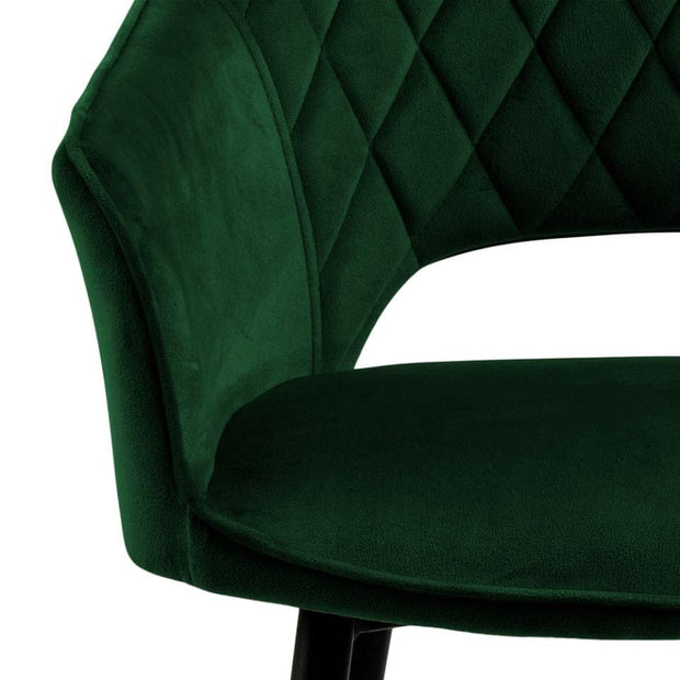 Actona Set 2 scaune de bar tapitate cu stofa si picioare metalice, Felina Velvet Verde / Negru, l54,5xA53,5xH104,5 cm