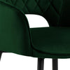 Actona Set 2 scaune de bar tapitate cu stofa si picioare metalice, Felina Velvet Verde / Negru, l54,5xA53,5xH104,5 cm