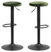 Set 2 scaune de bar tapitate cu stofa si picior metalic Finch Velvet Verde / Negru, Ø40xH82 cm (2)