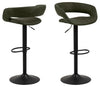 Set 2 scaune de bar tapitate cu stofa si picior metalic Grace Verde Olive / Negru, l54,5xA48,5xH104 cm