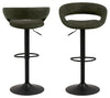 Set 2 scaune de bar tapitate cu stofa si picior metalic Grace Verde Olive / Negru, l54,5xA48,5xH104 cm (2)