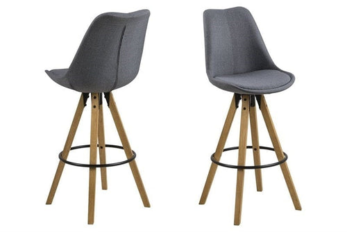 Set 2 Scaune de bar tapitate Dima Dark Grey/Oak