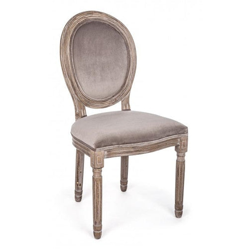 Bizzotto Set 2 scaune din lemn de mestecan, tapitate cu stofa Mathilde Velvet Grej, l48xA46xH96 cm