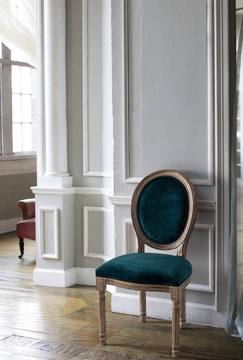 Bizzotto Set 2 scaune din lemn de mestecan, tapitate cu stofa Mathilde Velvet Petrol, l48xA46xH96 cm