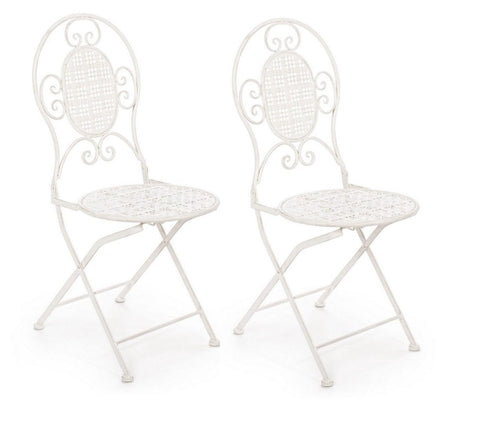 Bizzotto Set 2 scaune pliabile de gradina / terasa din metal Emily Alb, l40xA40xH94 cm