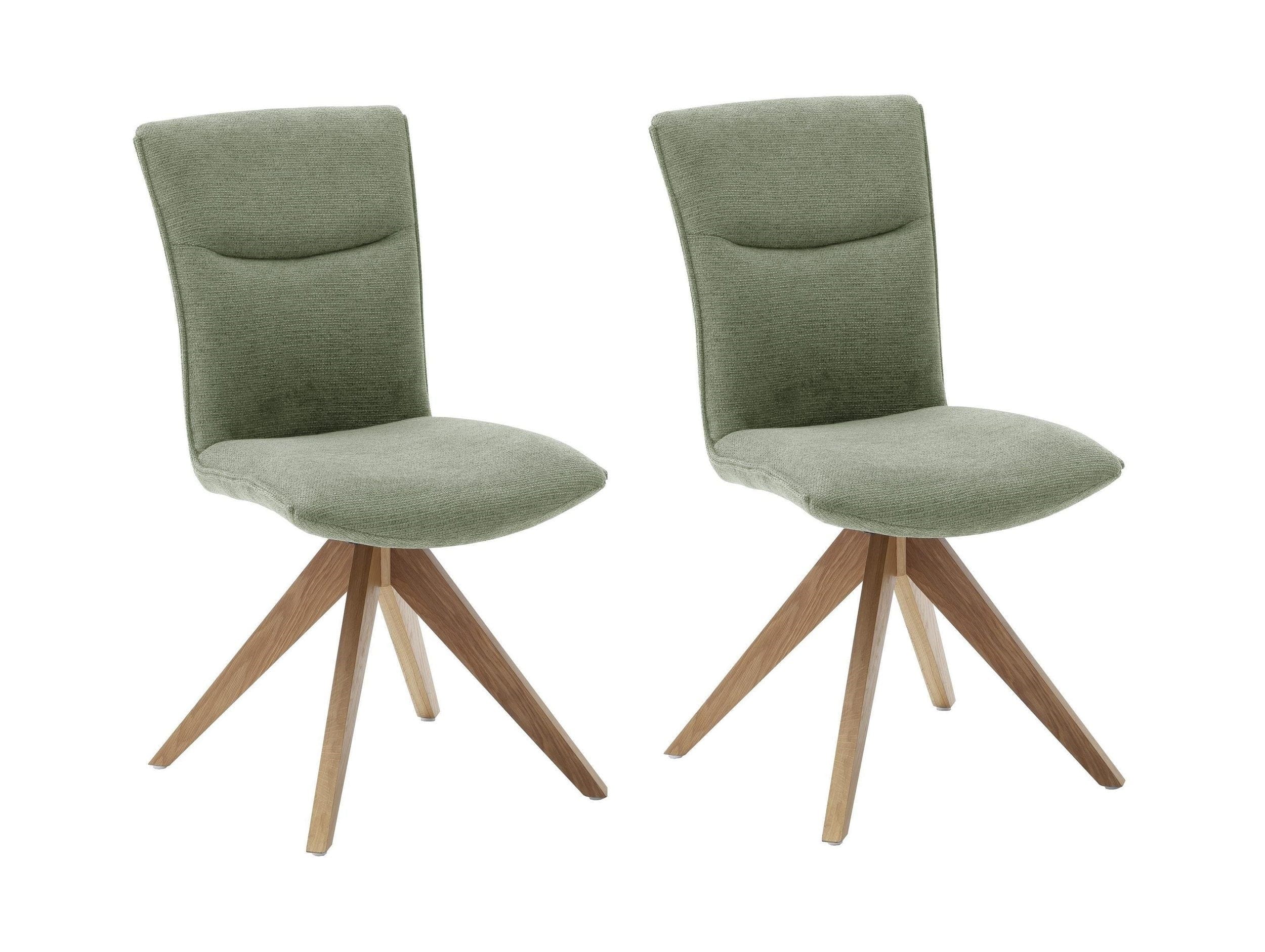 Set 2 scaune rotative tapitate cu stofa si picioare din lemn, Odense Verde Olive / Stejar, l50xA66x93 cm